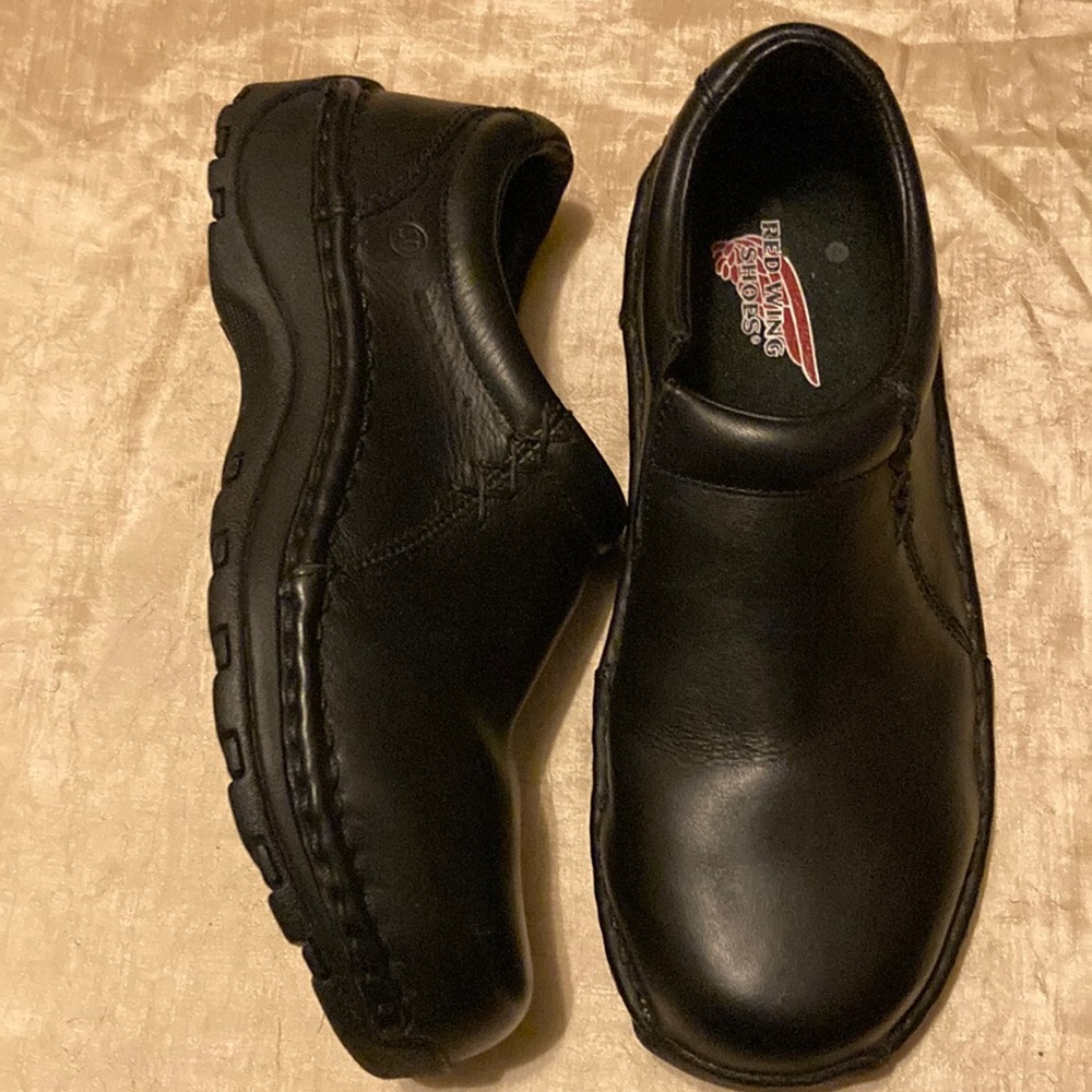 Red Wing shoes steel toe slip on slip resistant leather shoes